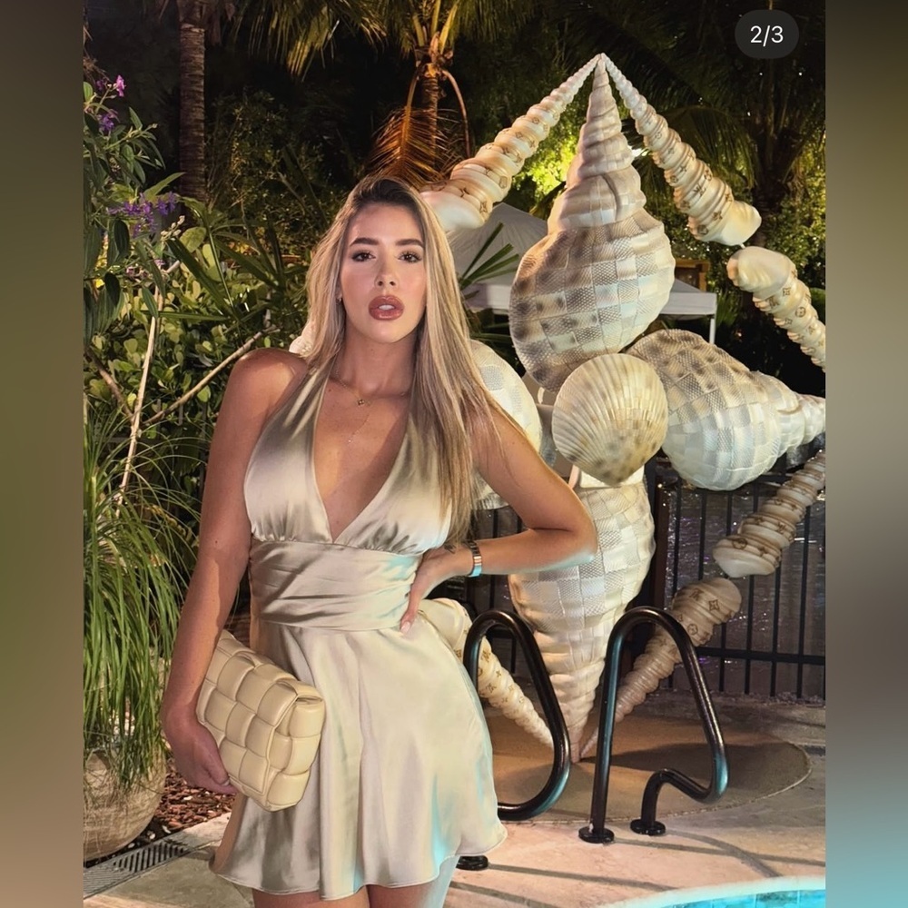 Zara dress mini satin halter champagne bodycon party wedding evening date